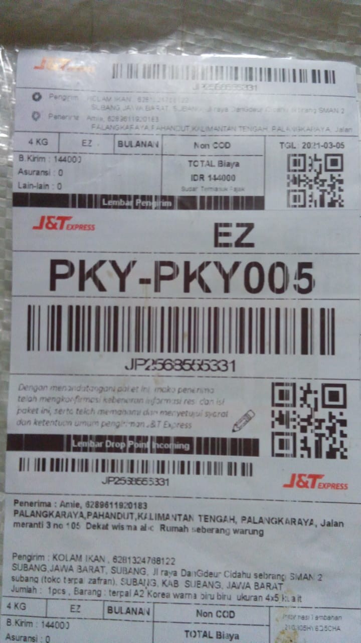 Terpal A2 Korea Warna Biru Biru  Ukuran 4x5 Kualitas Sedan Bisa Cod.