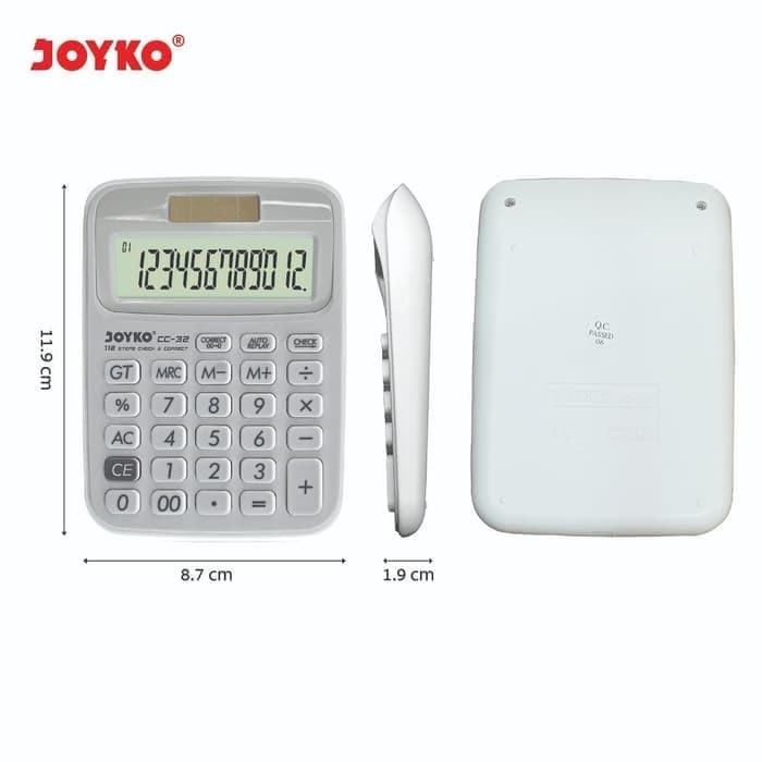 

Grosir Calculator / Kalkulator Joyko CC-32 / 12 Digits / Check Correct Elegan