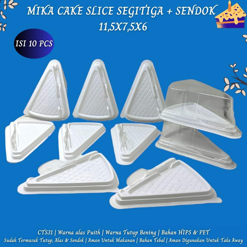 Mika Cake Segitiga Plus Sendok Mika 11,5X7,5X6 (Isi 10 Pcs-CTS31)