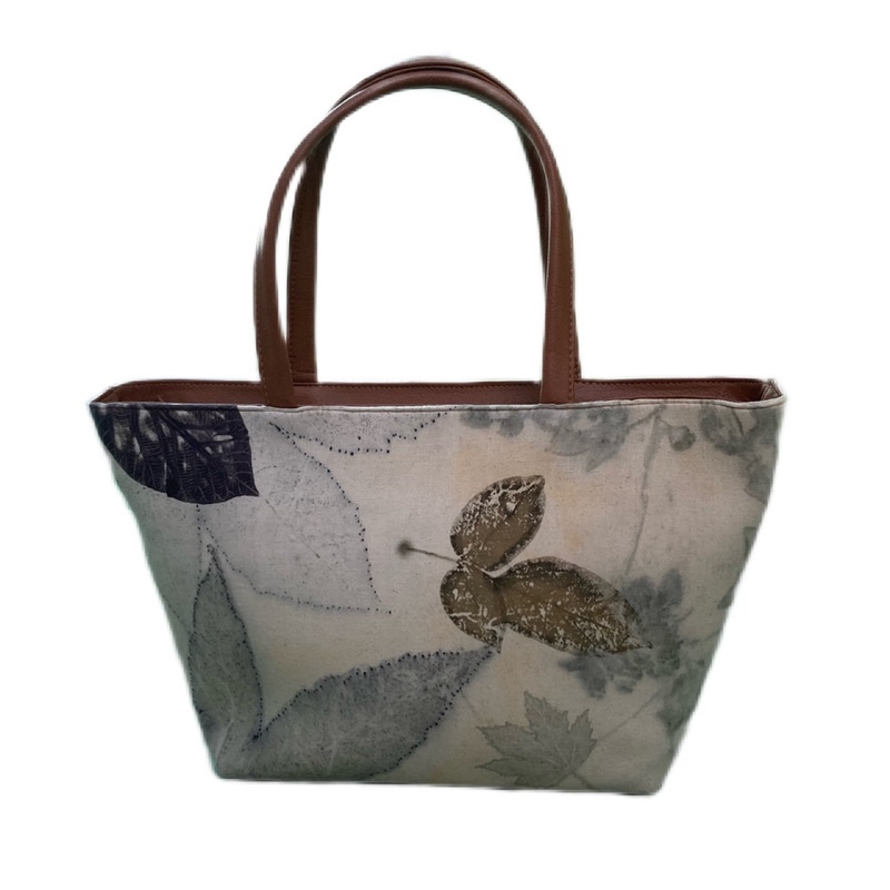 Tas wanita unik kulit sintetis dan kanvas ecoprint