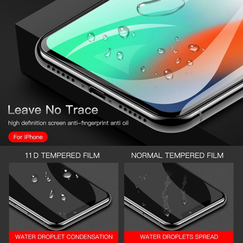 iPhone XS XR X 8 7 6S 6 Plus 11 Pro Max Full Coverage Tempered Glass Screen Protector Film