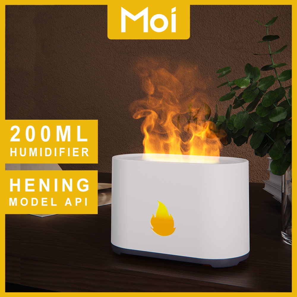 Moi 200ML Humidifier Aromatherapy Purifier Diffuser Mini Simulasi Api Ultrasonic