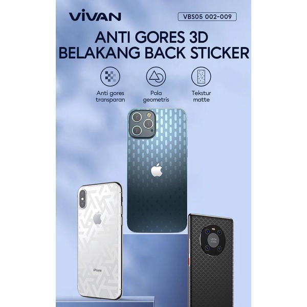 VIVAN VBS05 SERIES 002-009 Garskin Hp/Back Sticker Transparan Motif 3D