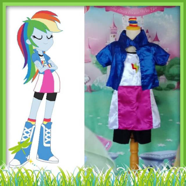 Kostum Halloween Cosplay Dress Karakter Anak My Little Pony Rainbow Dash