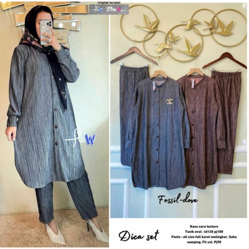 Dica set wanita matt Kaos Zara Texture Ori By Flow