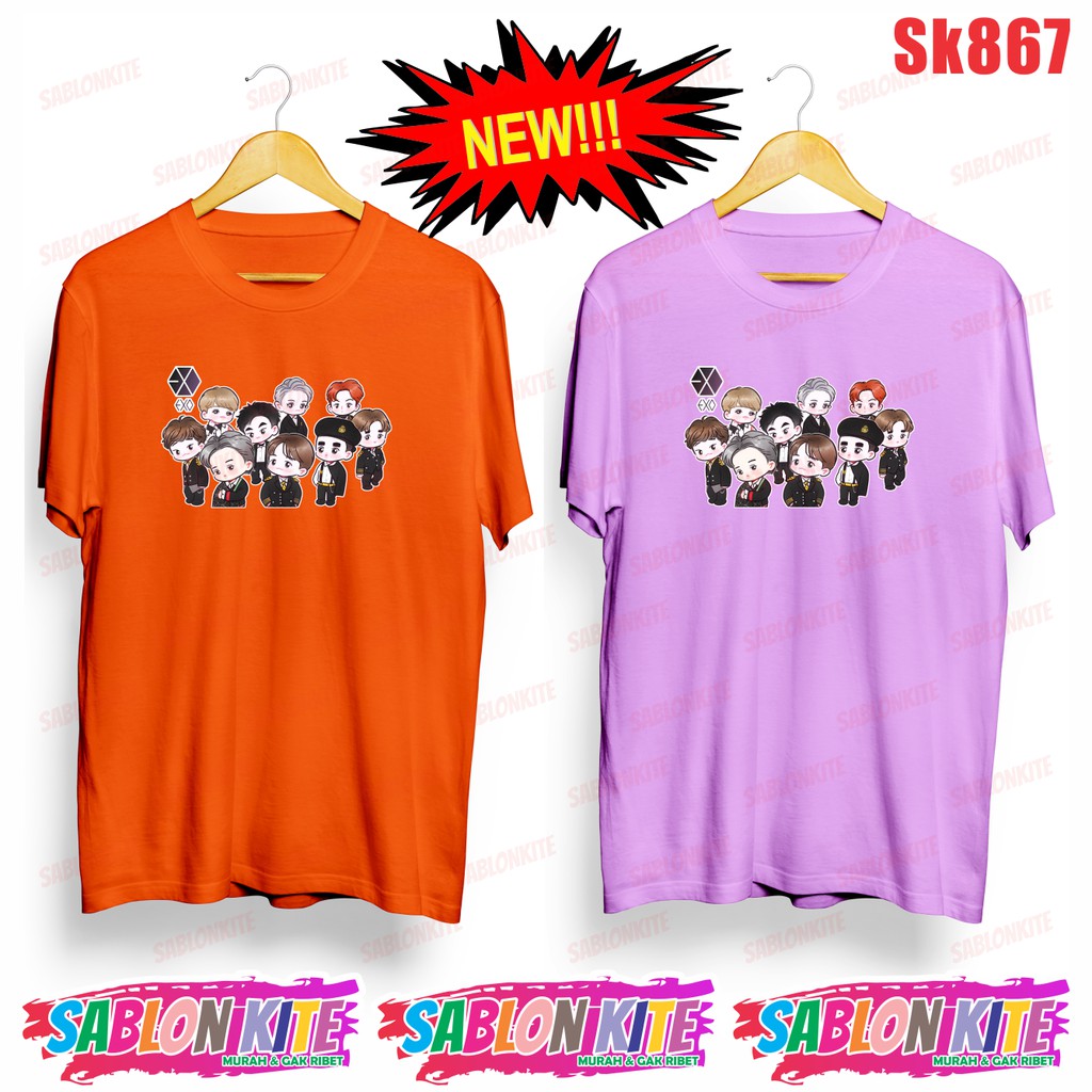 MURAH!!! KAOS EXO MEMBER CARTOON SK 867 UNISEX COMBED 30S ADA 6 WARNA