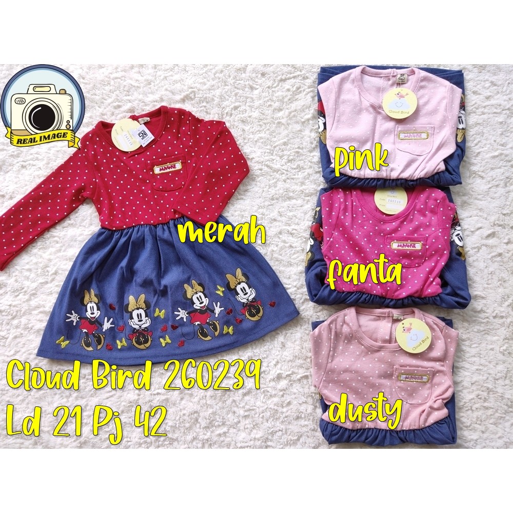 cloud bird 260239 dress jean minnie anak dan bayi
