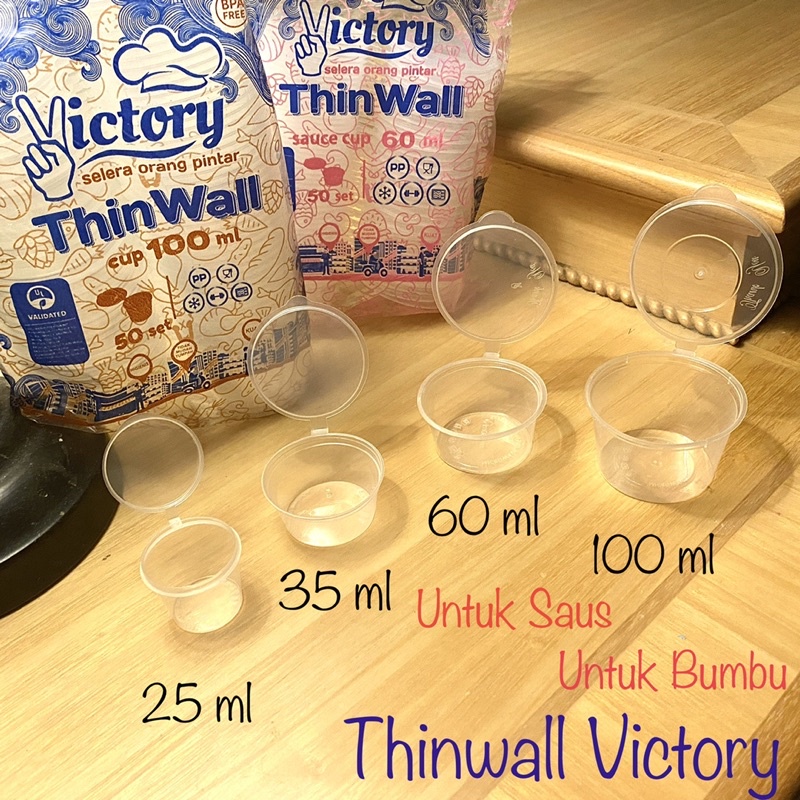 Thinwall Cup 60 ml Victory isi 50 pcs / Thinwal Cup 60ml / Tempat Saos Bumbu 60 ml Victory / Sauce Cup 60 ml / Tempat Saos Bumbu 60ml / Thinwal Saos Cup 60 ml 60ml / Cup Puding 60ml 60 ml / Cup Pudding Puding Agar Ager Jelly Jeli