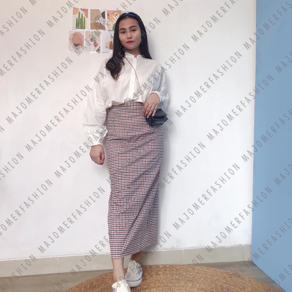 MAJOMER ® | ISHAK TARTAN LONG SKIRT - ROK PANJANG SEMI SPAN-RKJ-20 C
