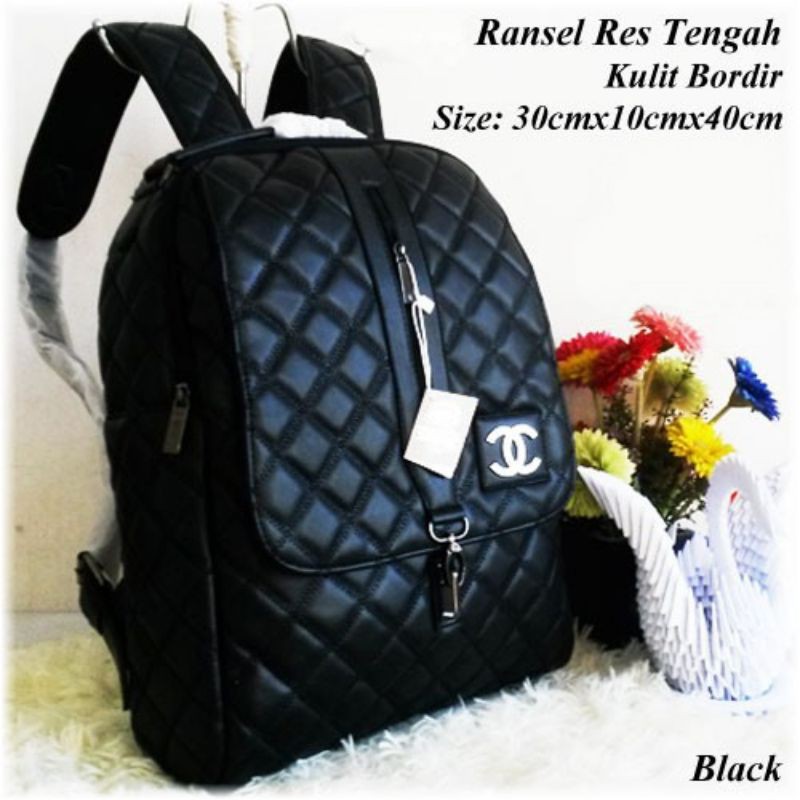 PROMO CHANEL RANSEL WANITA KULIT BORDIR PREMIUM GROSIR SUPPLIER TAS IMPORT IMPOR BATAM TERMURAH