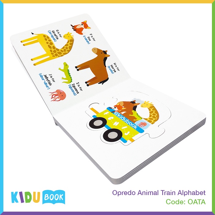 Buku Bayi dan Anak Belajar Mengenal Huruf Opredo Animal Train Alphabet Kidu Baby