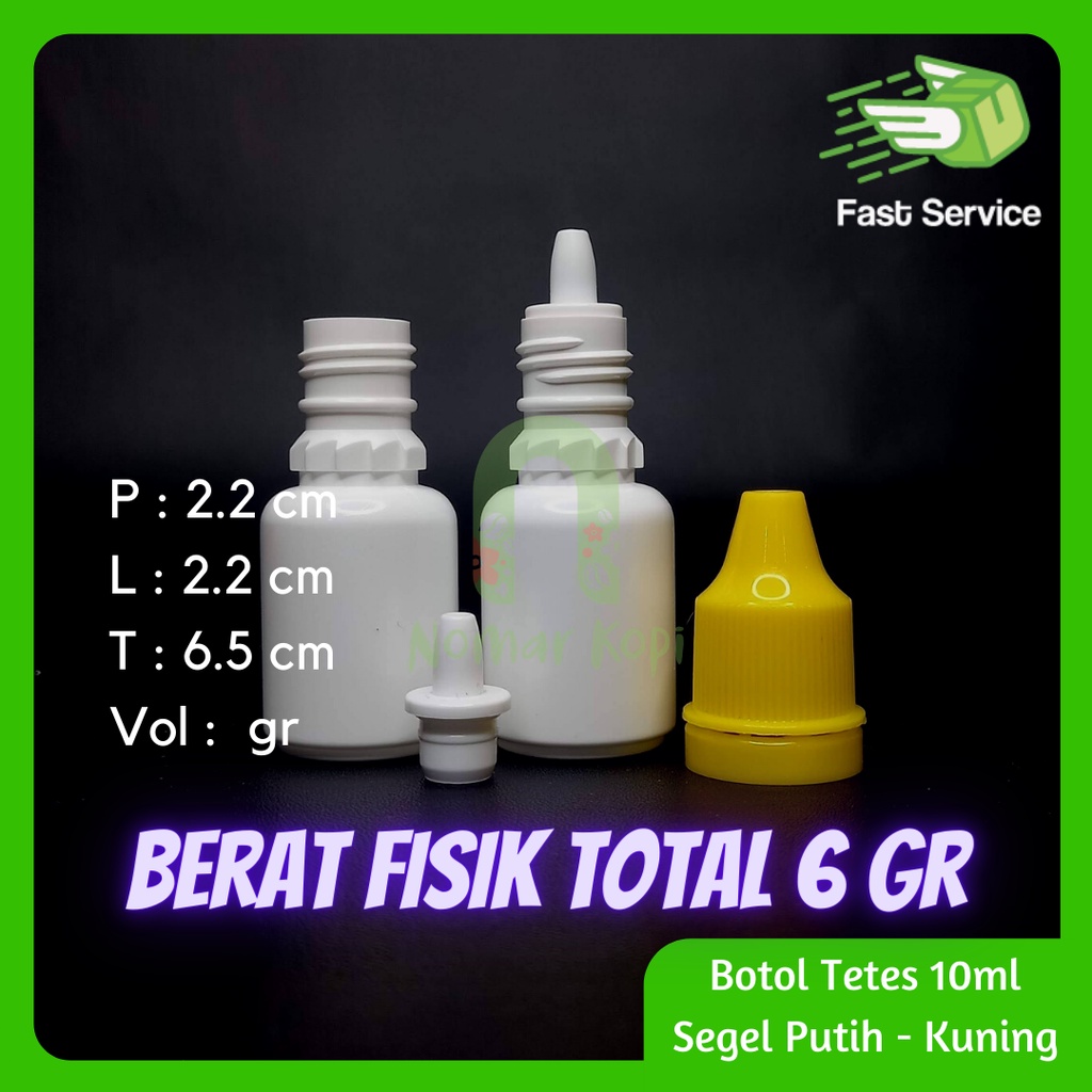 Botol Tetes 10ml Putih Tutup Segel Plug Tebal Murah