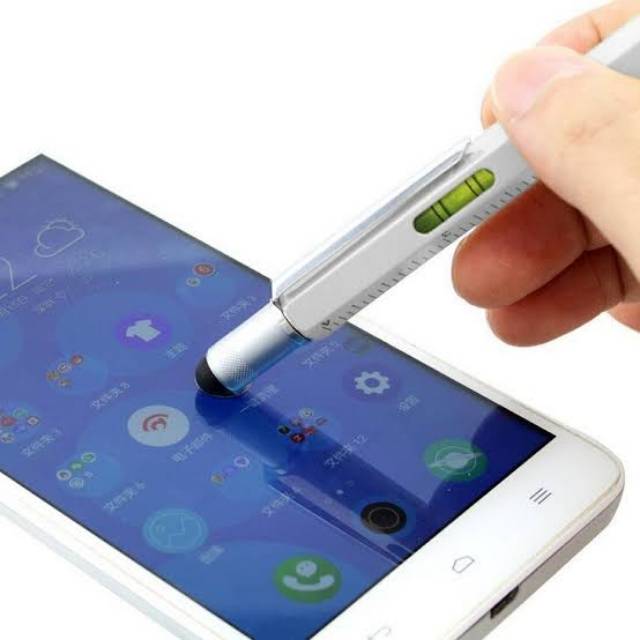 Stylus Pen 6 in 1 Smartphone - Obeng Pengggaris Waterpass Multifungsi