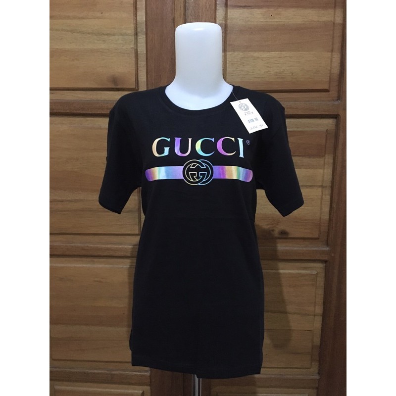 kaos katun wanita/atasan baju wanita/baju lucu - gucci hologram