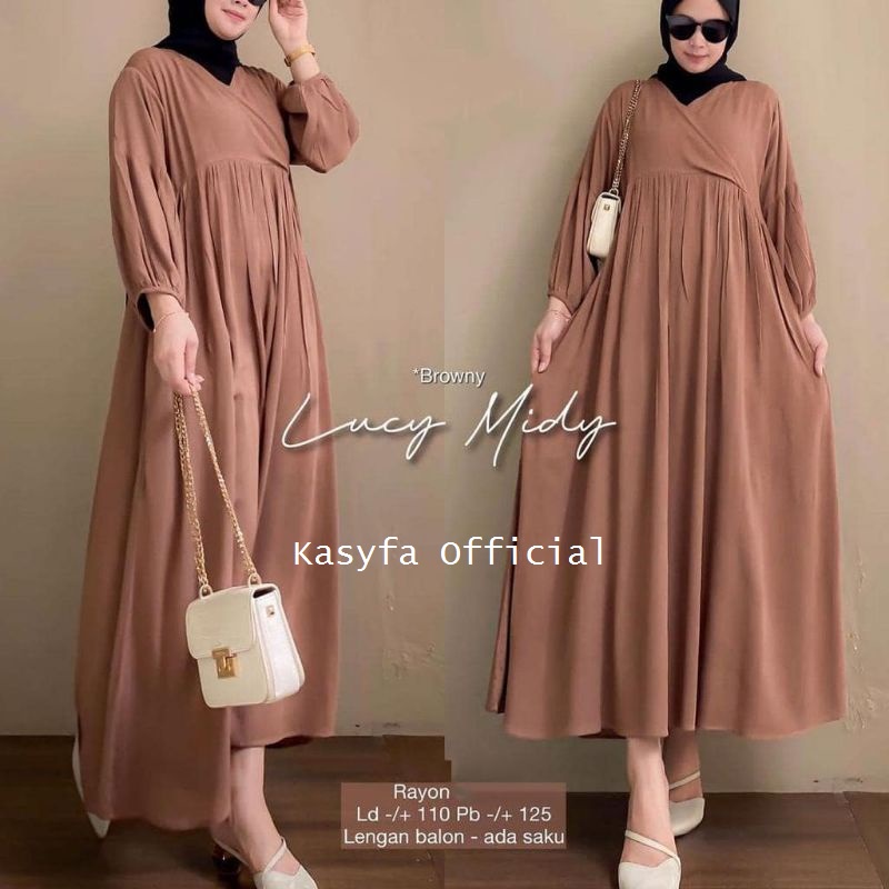 LUCY MIDI DRESS WANITA // VANESA MIDI DRESS RAYON WANITA