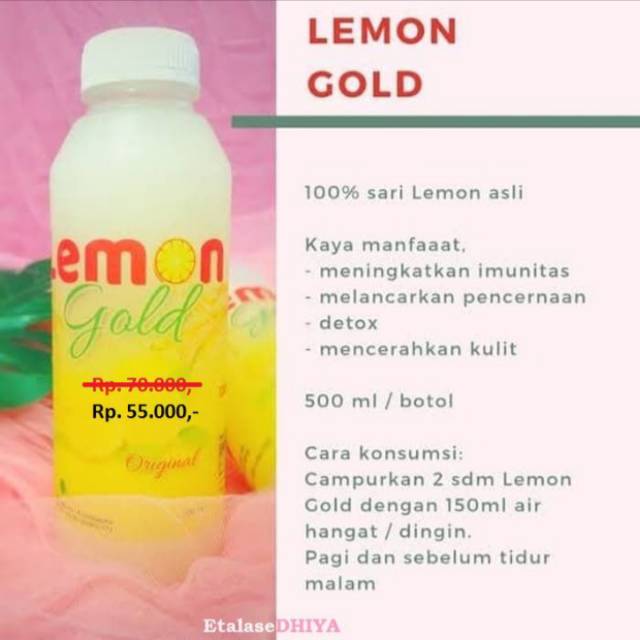 

(ASLI) Lemon Gold 500 ml - 100% sari lemon asli