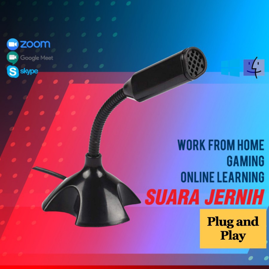 U03 Mic USB Desktop Mini Microphone Stand PC Laptop Mikrofon Komputer