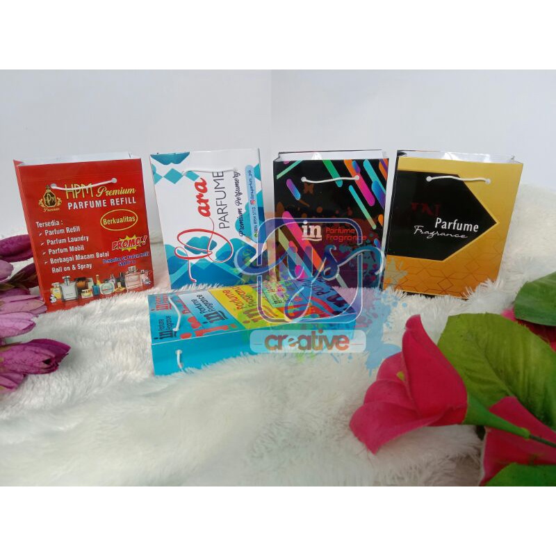 

Paperbag Parfume refill custom size 9x4x14 laminasi