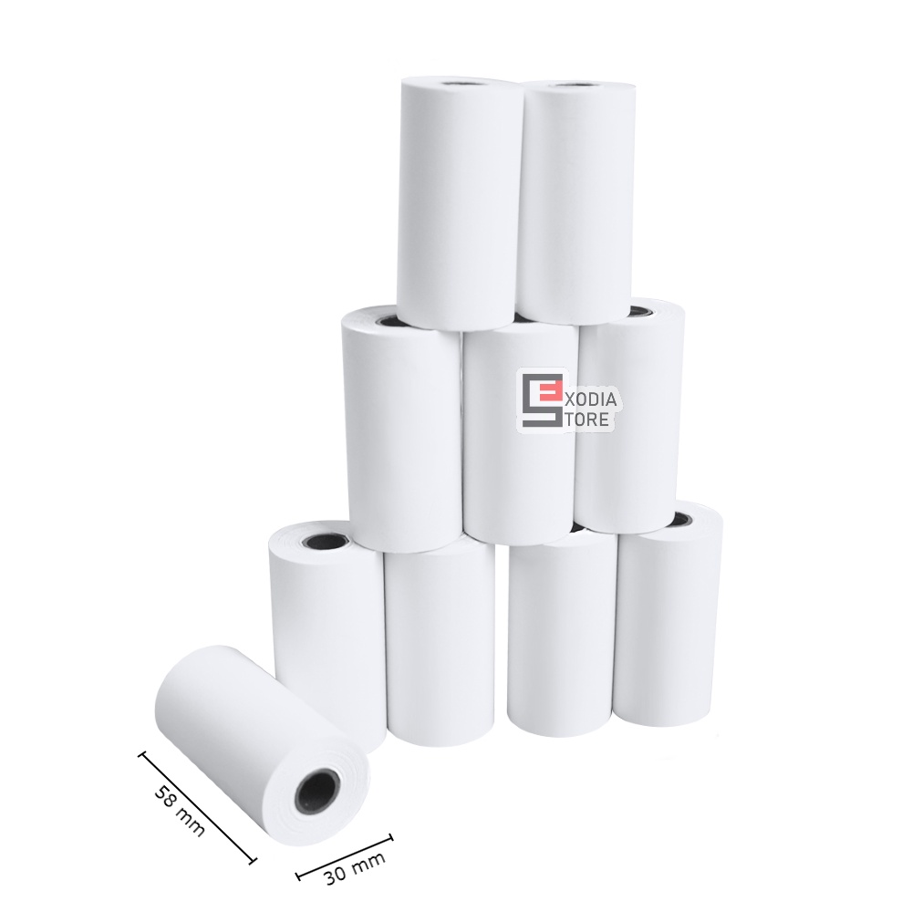 

Kertas Thermal 58mm ukuran 58x30mm isi 10 Roll / Receipt Struk Thermal Paper 58 mm size 58x30mm 10 Roll