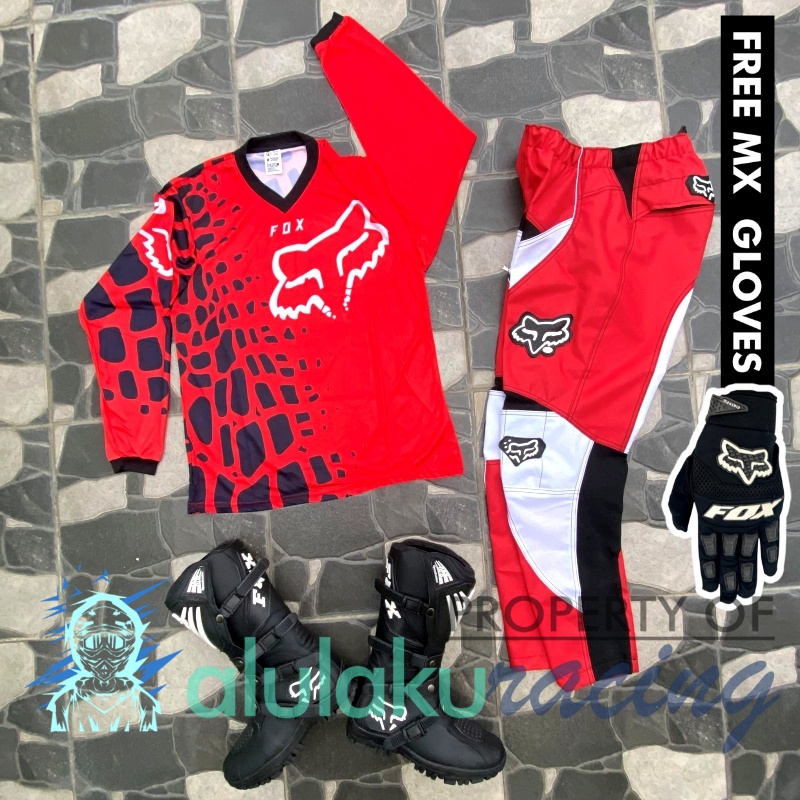 Jersey, Celana, Sarung Tangan &amp; Sepatu SV Fullset MX Trail Motocross - Paket Bundling FOCTSV141001-F41