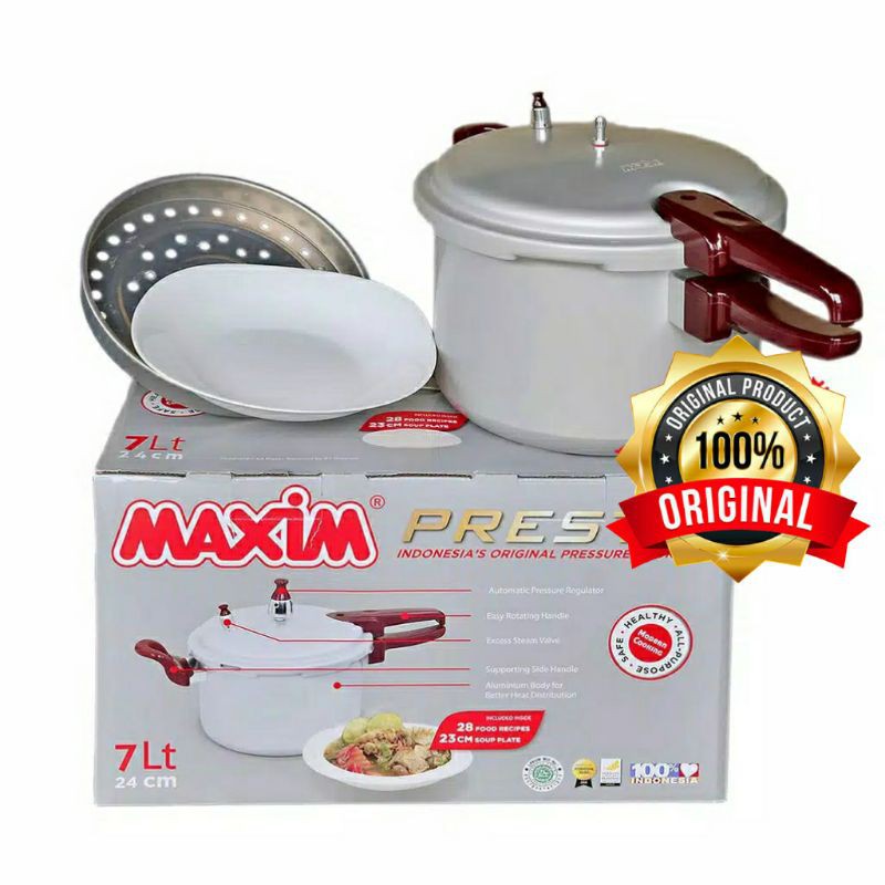 Maxim panci presto Alumunium 7 liter pressure cooker 7L pengempuk daging ikan