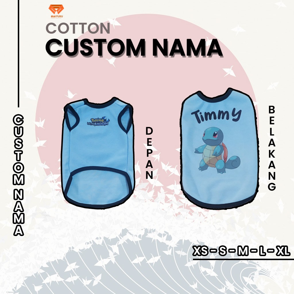 Baju kucing lucu murah aksesoris hewan kecil besar betina jantan berkualitas - CUSTOM NAMA SQUIRTLE