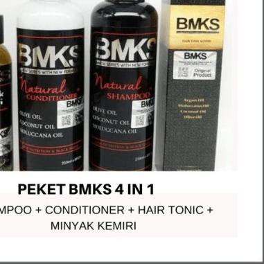 ➼ BMKS PAKET 4IN1 SHAMPO- CONDITIONER - MINYAK KEMIRI - HAIR TONIC ✰