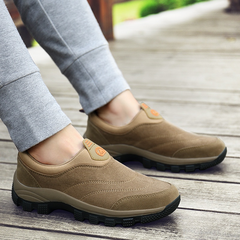 Sepatu Pria Mendaki Gunung Fashion Sepatu Hiking Nyaman Slip On Casual Cowok Sepatu Tanpa Tali Dewasa Waterproof Olahraga 117