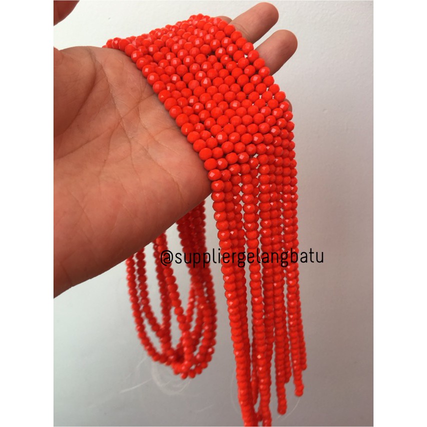 Crystal Ceko Doff 6mm ORANGE Oren Bahan Gelang Kalung Craft DIY Craft supplier grosir beads craft