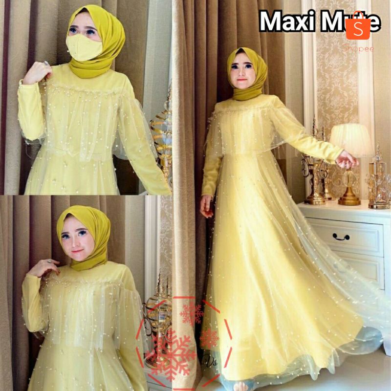 Maxi Long Party Dress Muslim Mutte SIZE L - XL - XXL 6WRNA | Gamis Jumbo Pesta | Pakaian Muslim Big 