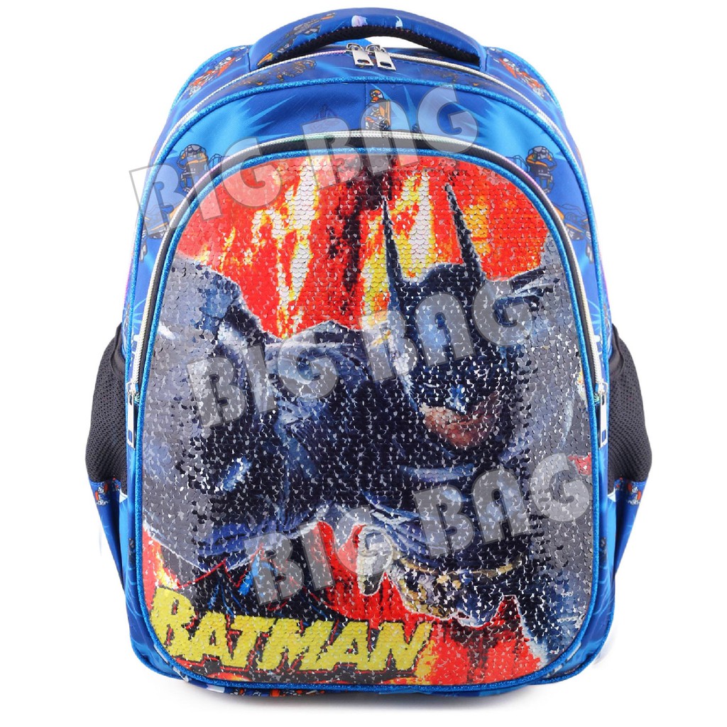 Tas Ransel Anak Laki Laki Karakter POWER RANGERS &amp; BATMAN - Tas Ransel Model Usap / Swipe + BOTOL
