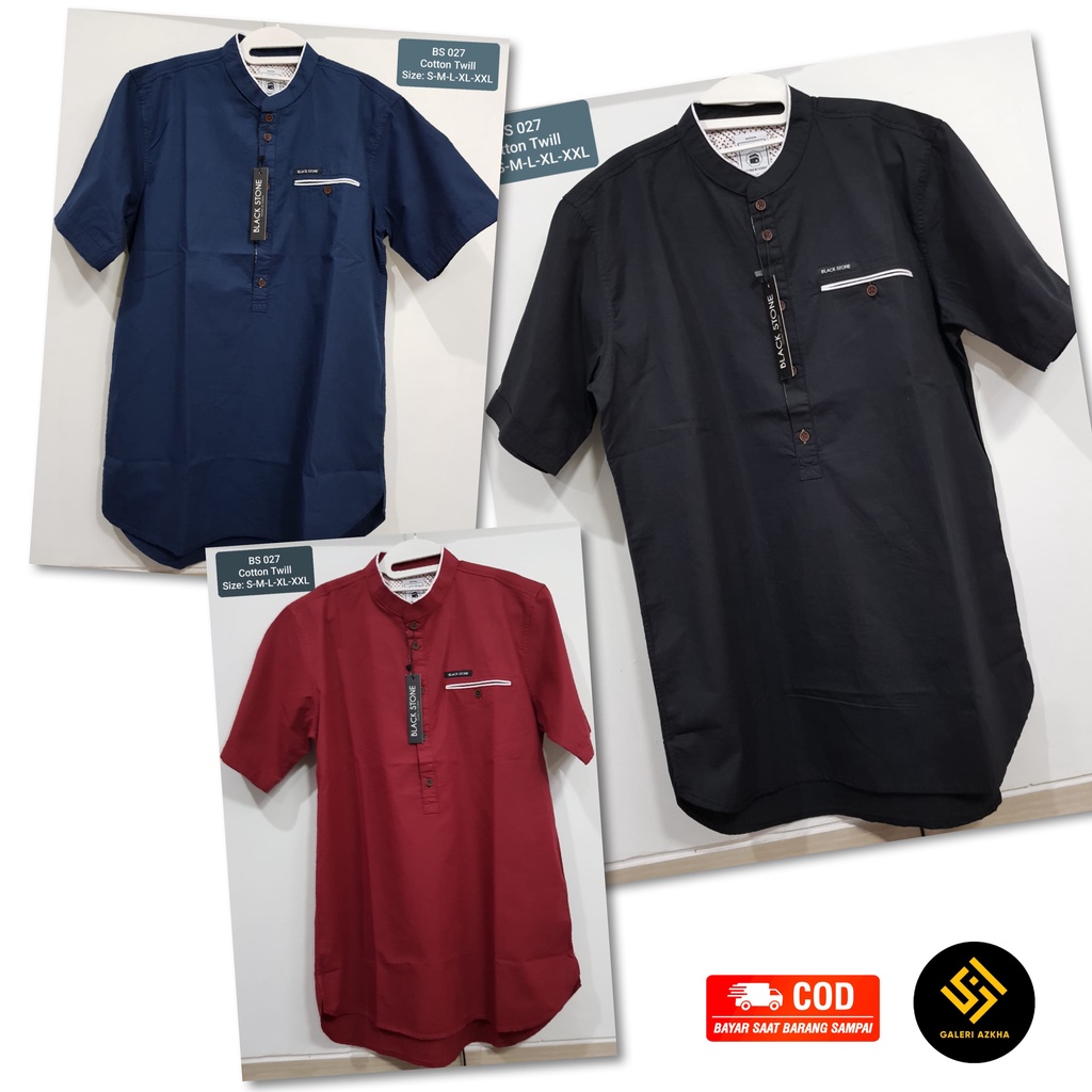 Koko Kurta Pakistan Pria PREMIUM Keren Lengan Pendek Bahan Cotton Twill Lembut Halus Adem Berkualita