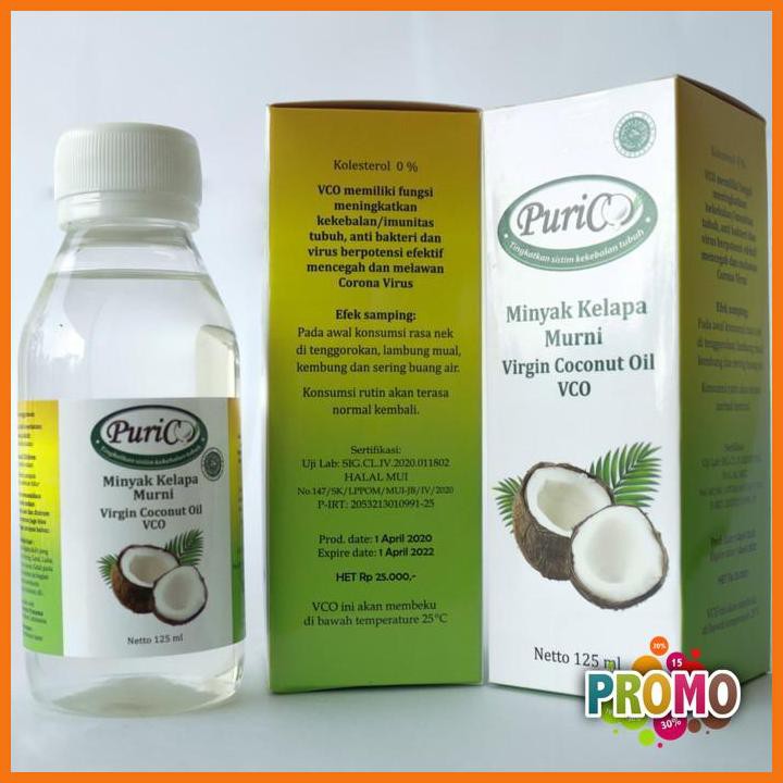 

DISKON - Minyak VCO PuriCO - Virgin Coconut Oil - Minyak Kelapa Kemasan 125 ml