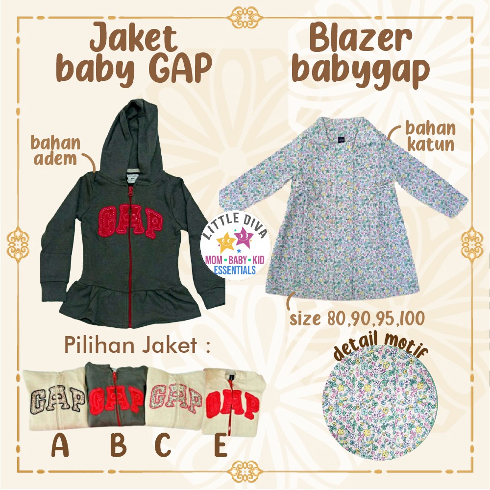 Jaket Anak perempuan Import 18-24 Bulan &amp; Blazer babygap flower anak cewek girl perempuan size 18-24M  tebel lucu jaket keren