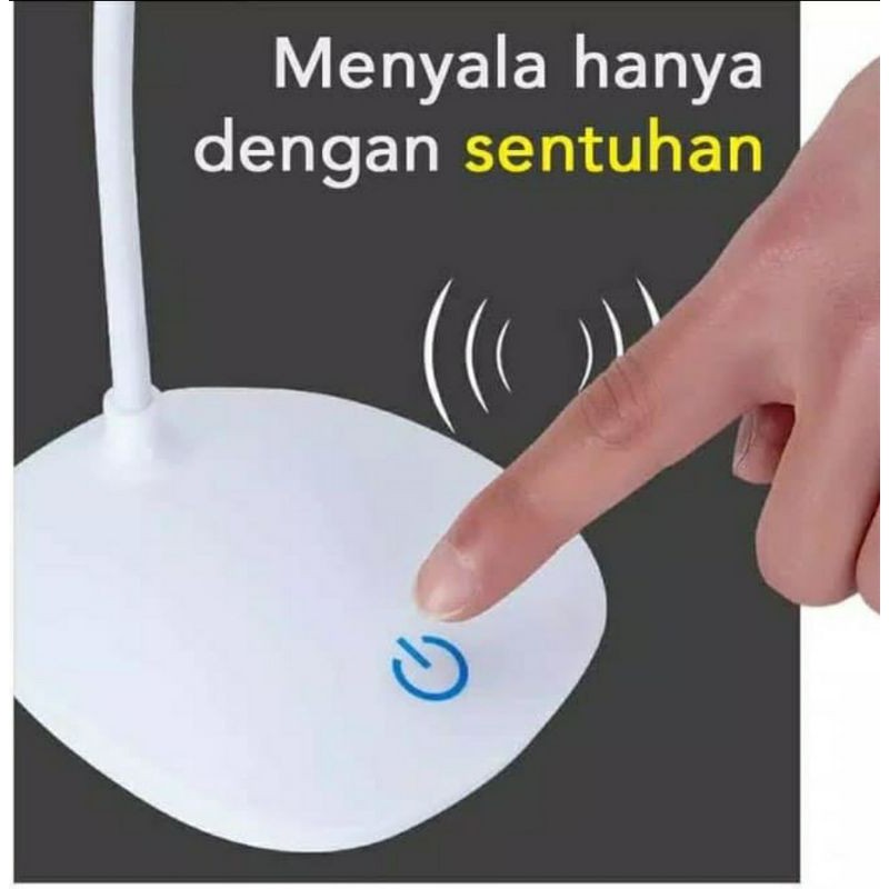 Chargerable Lamp lampu meja lampu kerja LED sensor sentuh touch 3 mode bergaransi