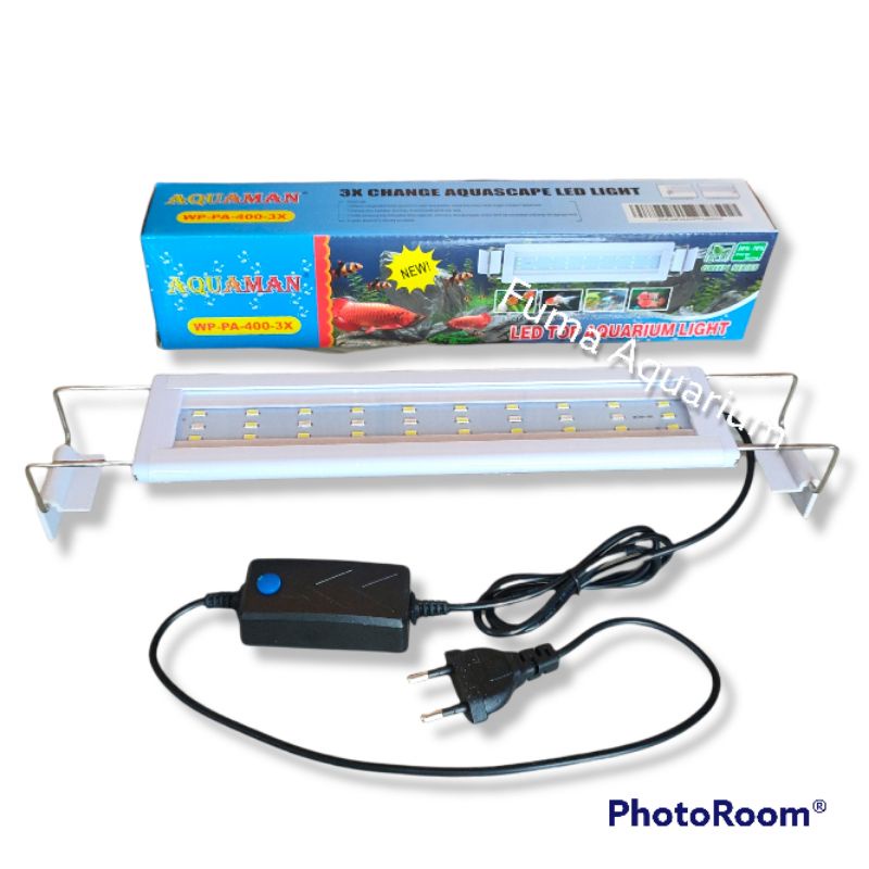 Lampu AQUAMAN WP-400-3X Mode LED Aquarium Aquascape 45cm 3 Mode Ganti warna