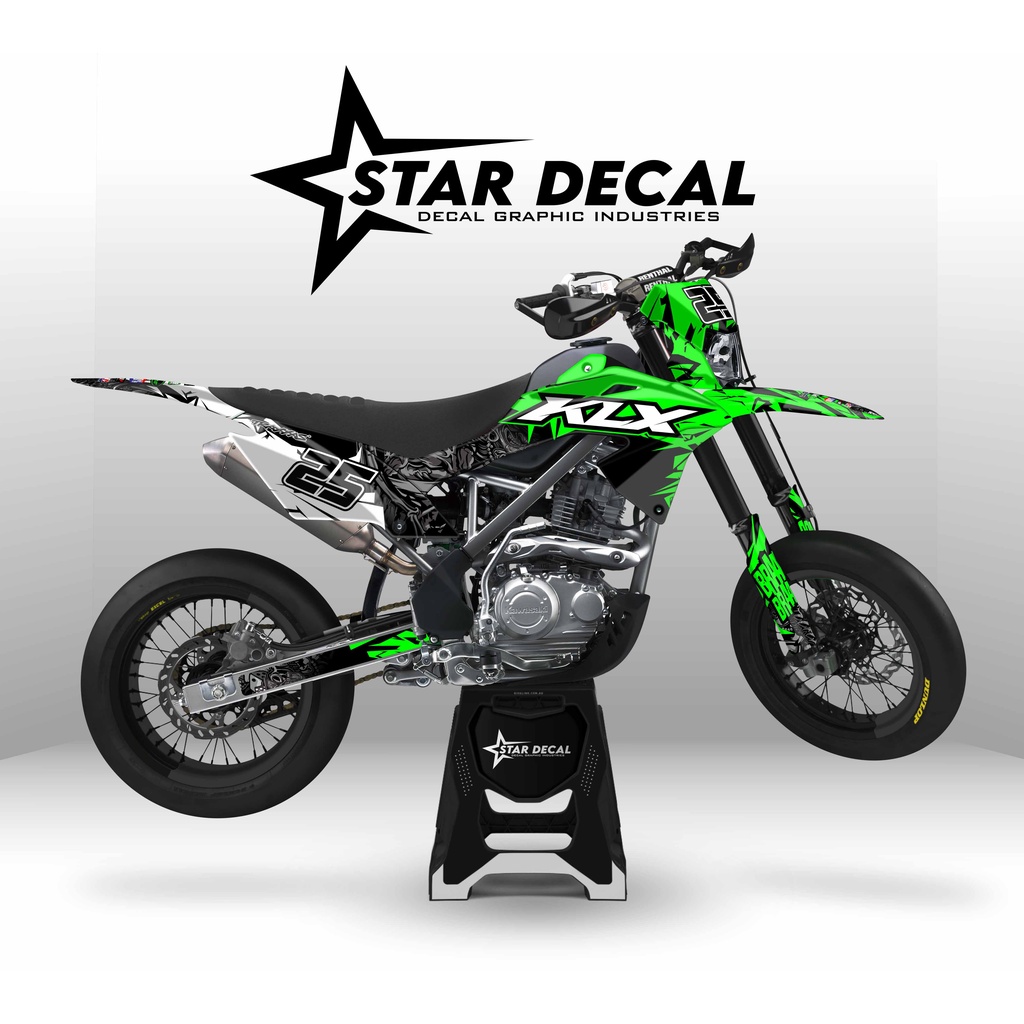 Decal Stiker Motor KLX BF full body Hitam Hijau Putih keren