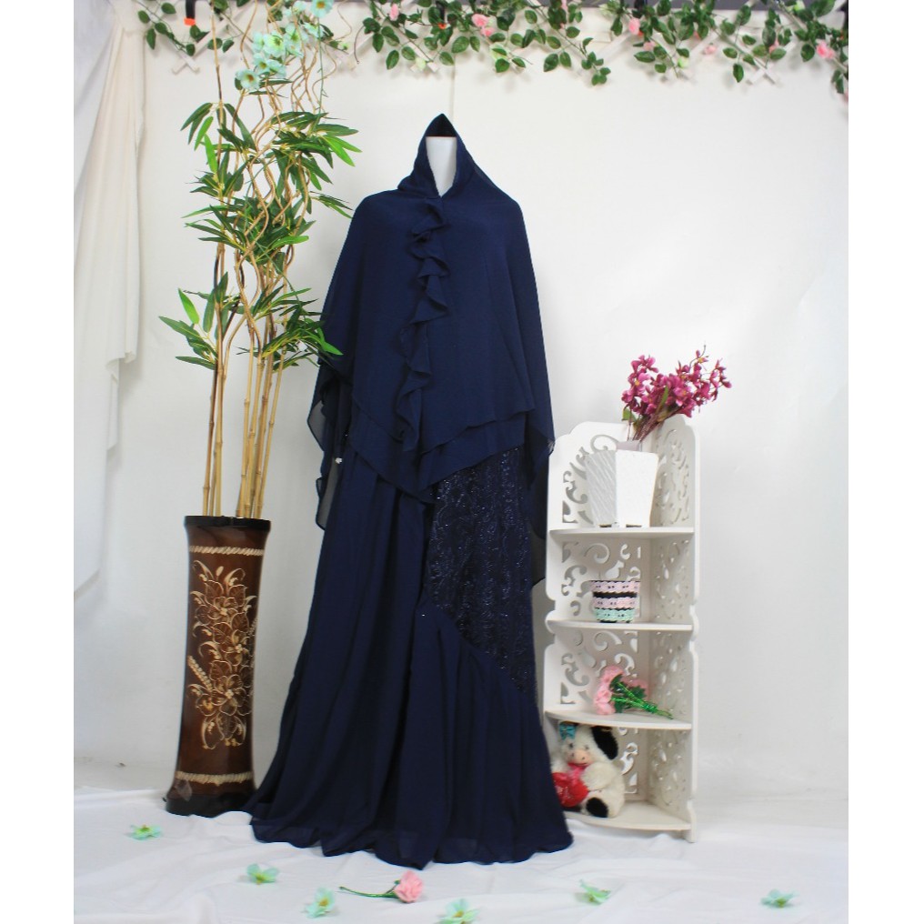 Gamis CERUTY mix BROKAT NAJMA BABYDOLL brukat premium set khimar XXL