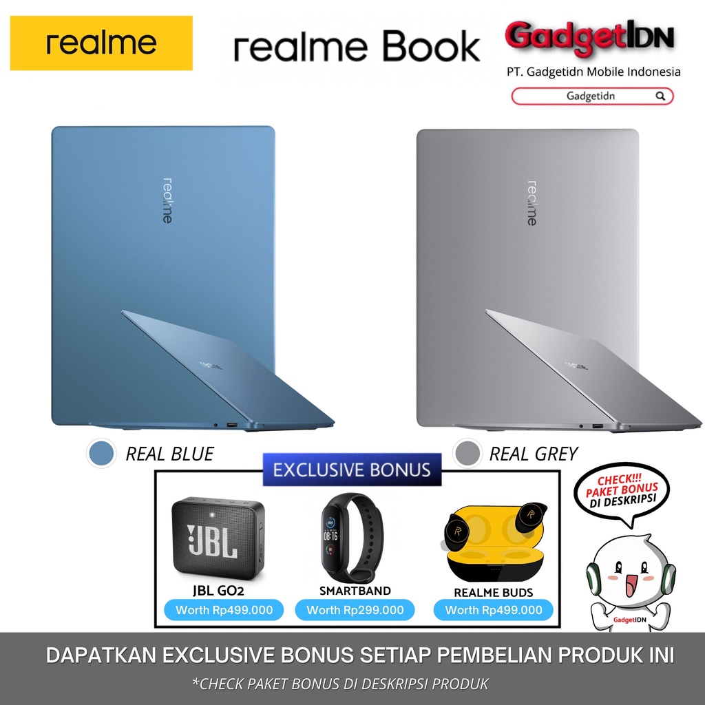 REALME BOOK LAPTOP 8GB SSD 256 / 512 i3 i5 CORE REALMEBOOK GARANSI RESMI INDONESIA