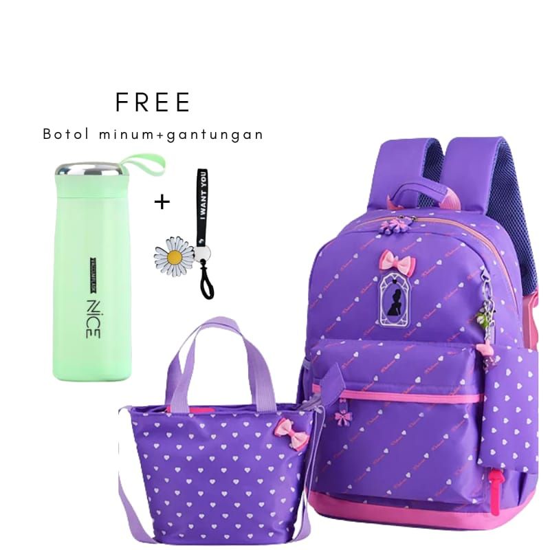 (COD)Tas Ranse Princes 3in1 Tas Sekolah Anak Wanita Tas Fashion Korea