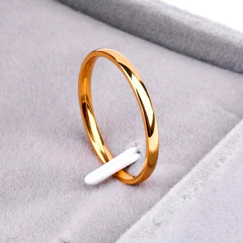 Cincin Titanium Anti Karat Anti Luntur Selamanya-GOLD (LEBAR 3MM)