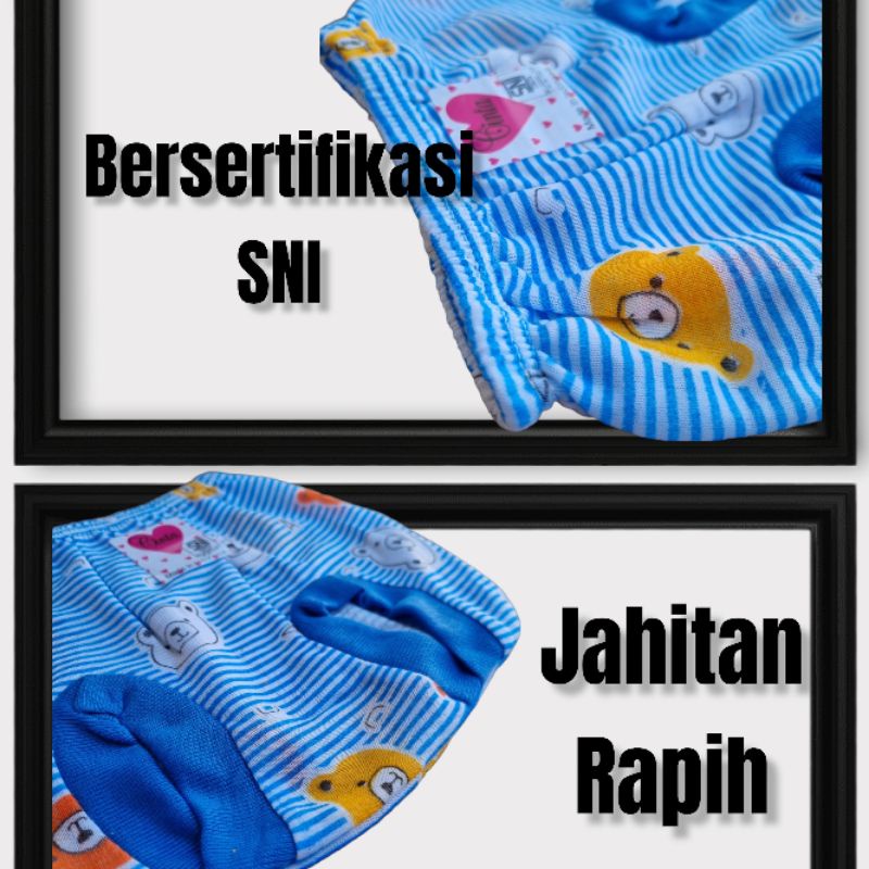 Bisa COD 6PCS Celana Kacamata Bayi Salur Motif Sablon Animal Bahan TC