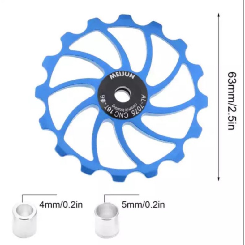 Meijun Pulley RD Ceramic Bearing 16T Wheel Guide Pullay RD Sepeda