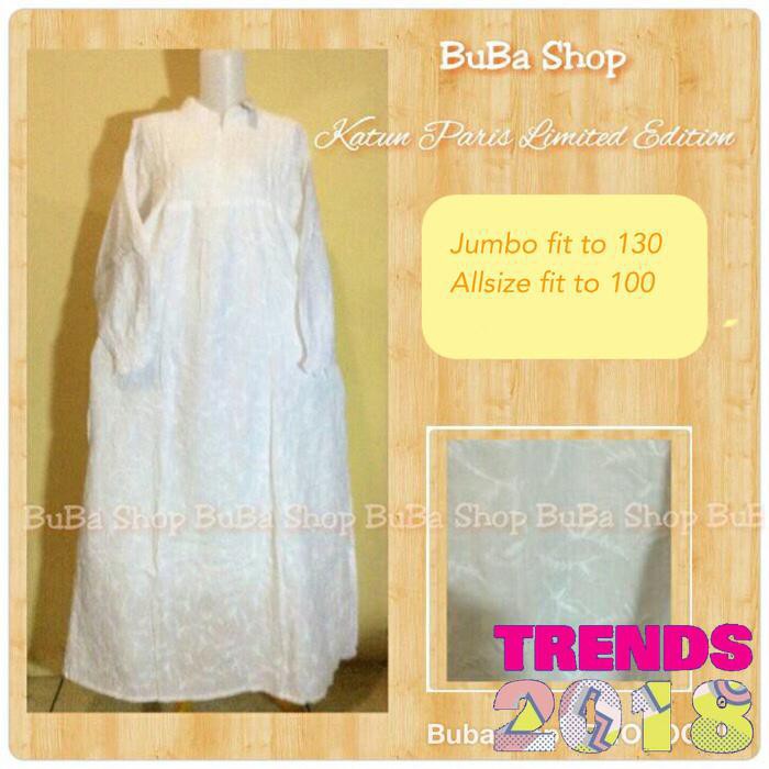 Terlarisss Gamis Putih Jumbo Katun Paris Full Bordir Mur4hhhh