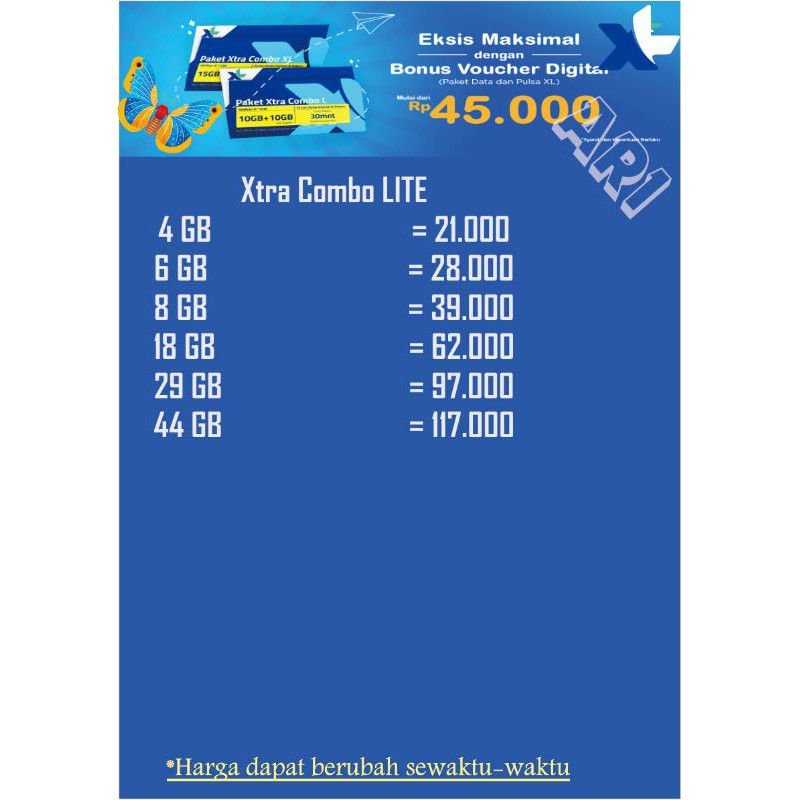 Voucher Kuota Paket Data XL Xtra Combo Flex Lite Murah