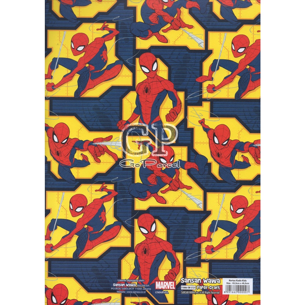 ( 5 Lembar ) MARVEL SANWA - KERTAS KADO - GIFT WRAP PAPER SANSAN WAWA SPIDERMAN / AVENGERS / SUPERHERO / AVENGER / RED / BLUE / BLACK / AVENGER SUPERHEROES