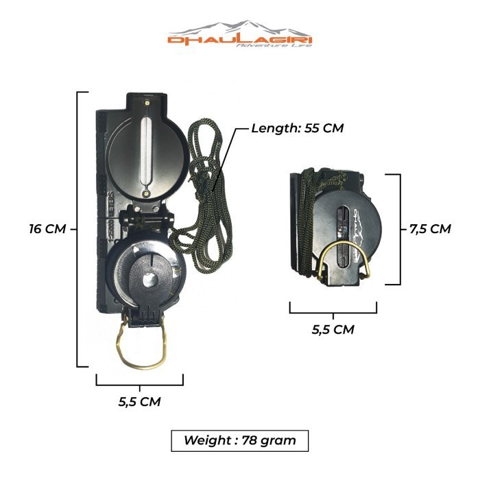 Kompas Multifungsi Dhaulagiri Compass MLC35 Outdoor Survival Hiking