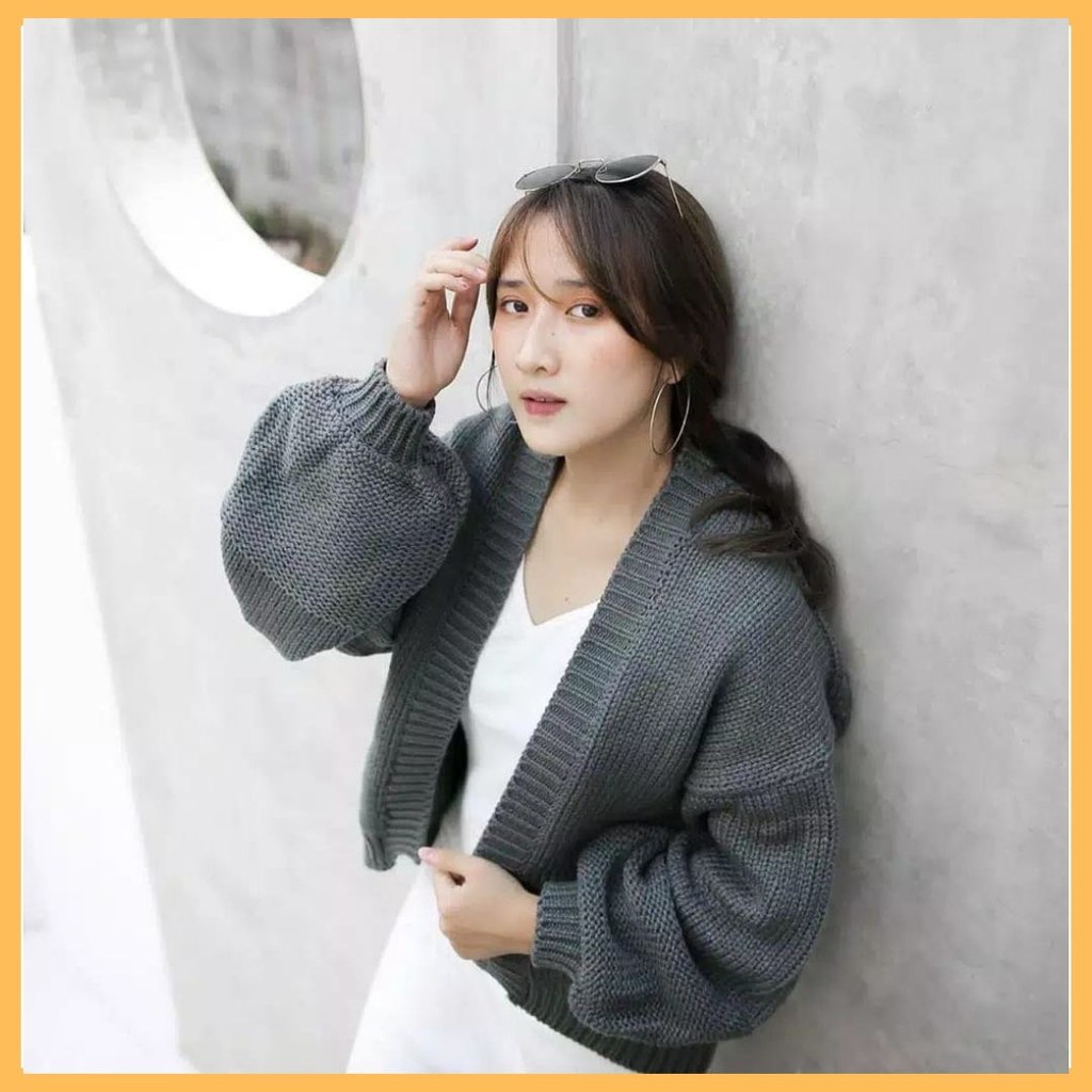 FLUFFY CARDY / CARDIGAN OVERSIZE / KARDIGAN RAJUT WANITA TANGAN BALON / KARDIGAN RAJUT CROP WANITA / KARDIGAN CROP