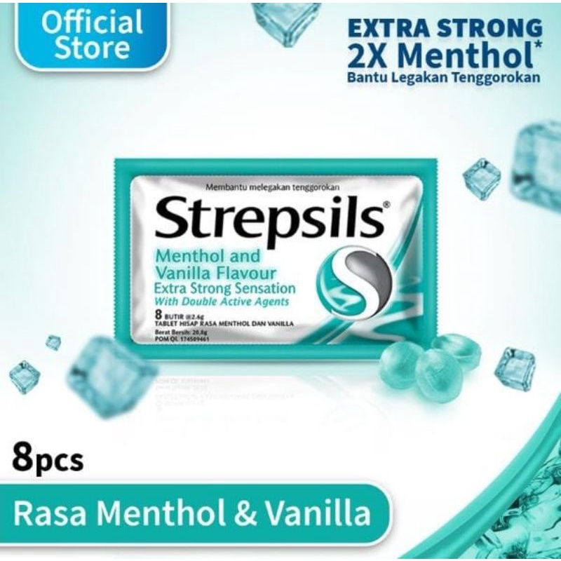 

Strepsils Permen Pelega Tenggorokan Mentol & Vanilla 20,8 g