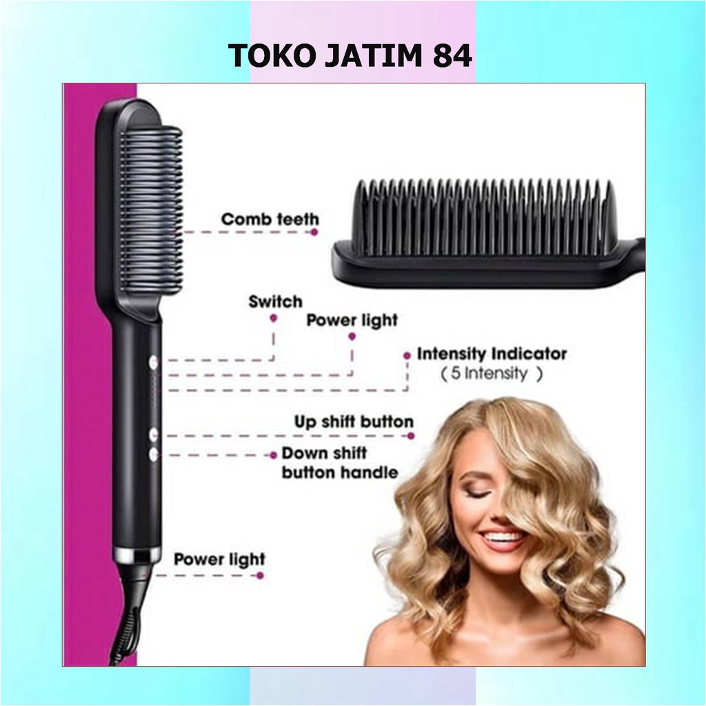 Catok Sisir Pelurus Rambut Hair Straightener Curler 2 in 1 catokan sisir listrik